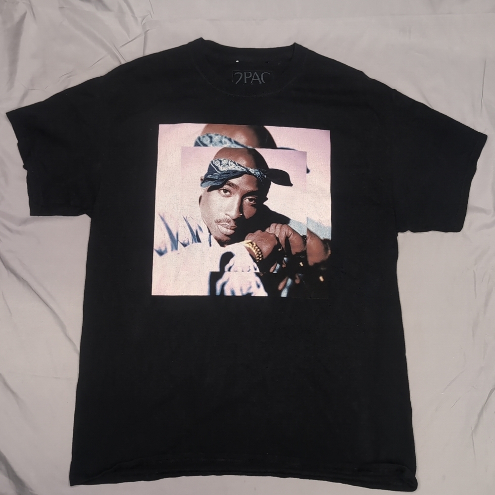 Tupac Shakur All Eyez On Me Tee Black T-Shirt Short Sleeve Size Large